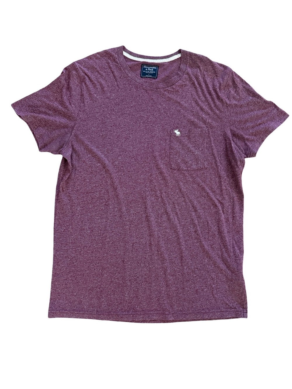 Abercrombie & Fitch Soft AF Heathered T-Shirt Men’s Large Burgundy Crew Neck Tee